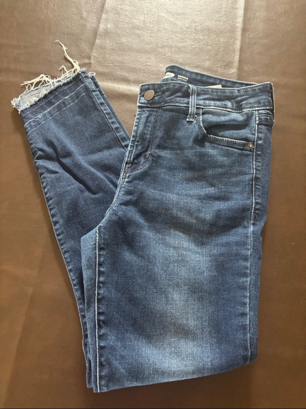 Old Navy Dark Blue Skinny Jeans with Frayed Hem